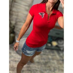 Atlanta Falcons Basic 3 Button Polo Henley Red 0424